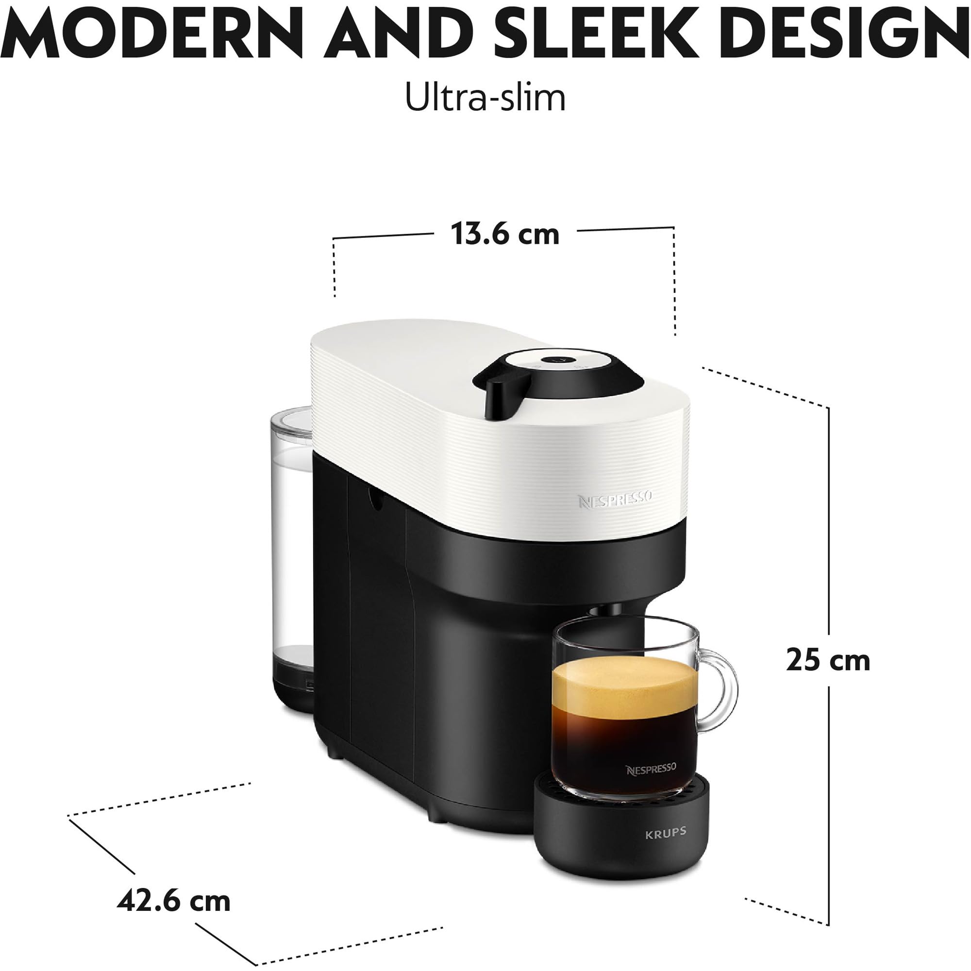 Opurio Pop Cafetière à capsules, machine à expresso, 4 tailles tasses, technologie Centrifusion, Blanc, XN9201&nbsp;