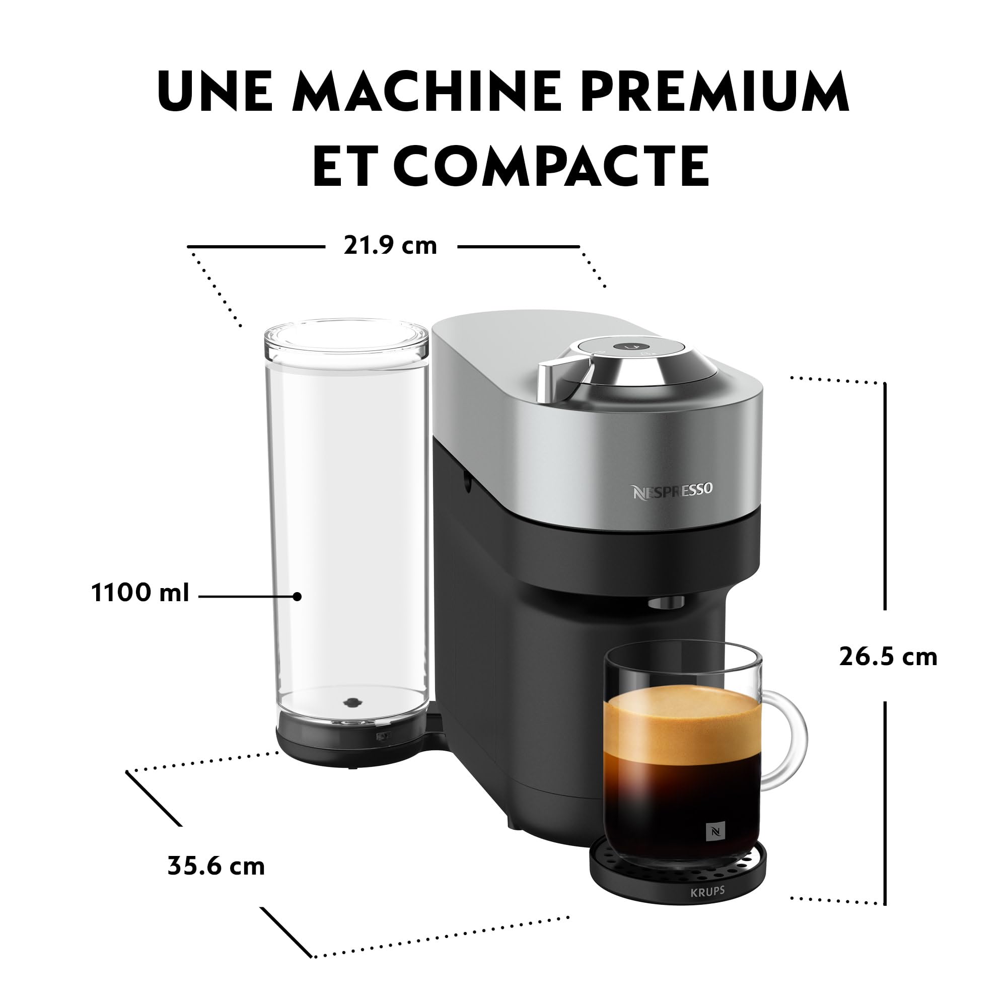 Machine à Café Opurio POP+ Argent, Capsules café Opurio seulement, Arrêt Automatique, YY5359FD, Argent