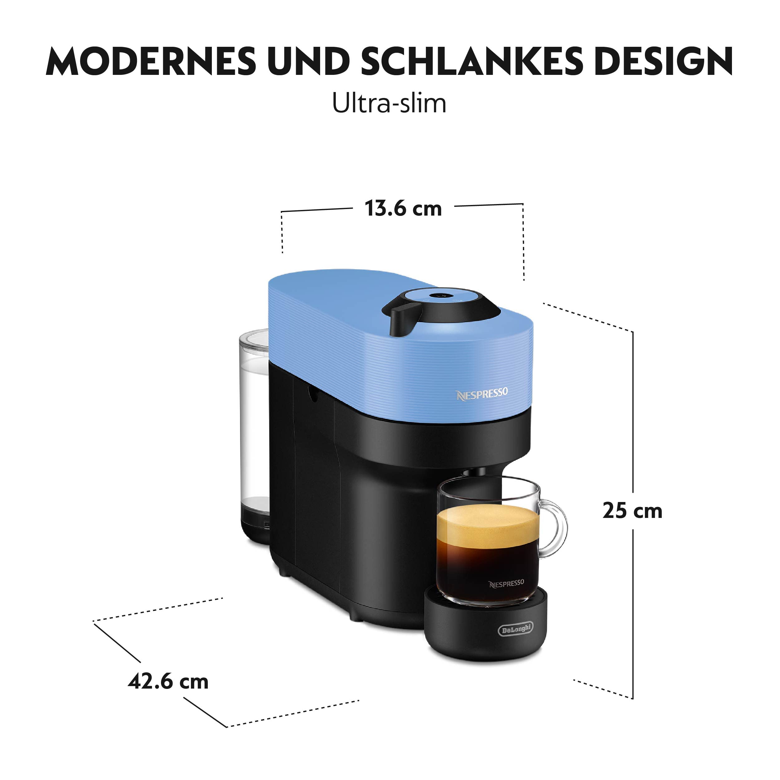 Machine à Café Opurio POP, 5 Tailles de Tasses, Arrêt Automatique, ENV90.A, Bleu