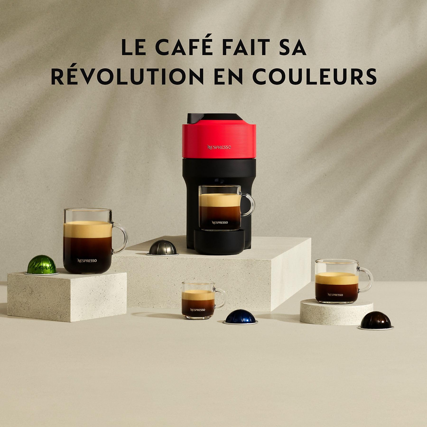 Opurio Pop Cafetière à capsules Machine à expresso, 4 tailles tasses, technologie Centrifusion, Rouge, XN9205